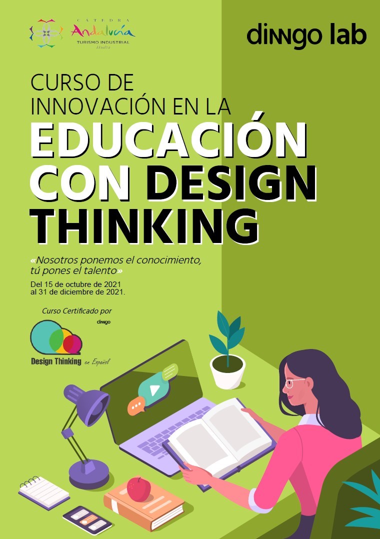 Cartel Curso Online Innovación en la Educación con Design Thinking en la Cátedra Andalucía Turismo Industrial Huelva.