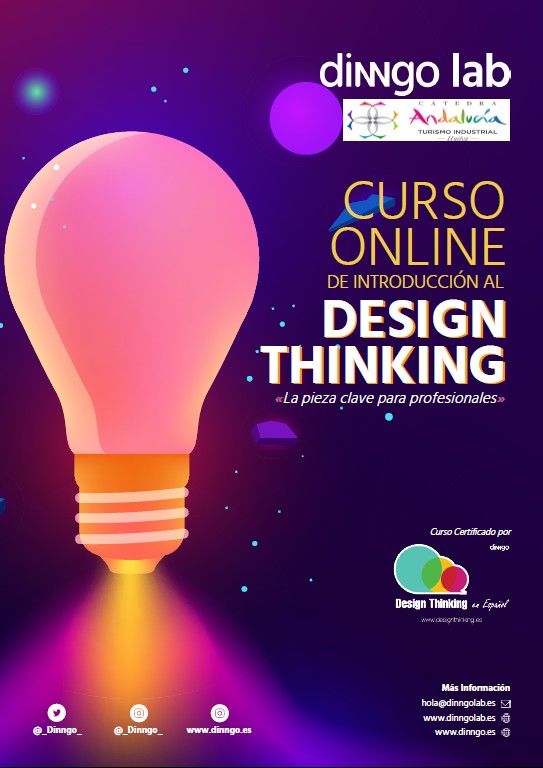 Cartel Curso Online Iniciación al Design Thinking en la Cátedra Andalucía Turismo Industrial Huelva